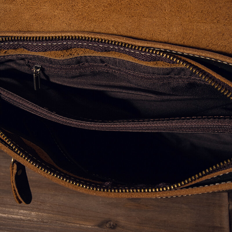 Vintage Genuine Leather Briefcase Men's Cowhide Leather Office Document Bag Cross body Daily Shoulder Bag Business Messenger Bag