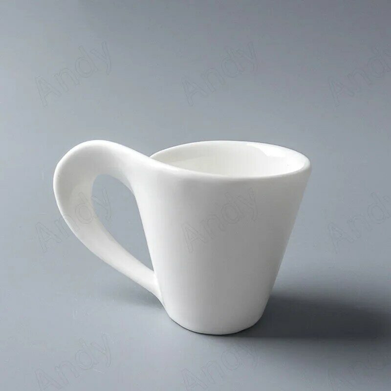 Creative Ceramic Coffee Cup Simple Wave Decorative with Coaster Breakfast Milk Cup Office Desktop Water Glass Home Decoration