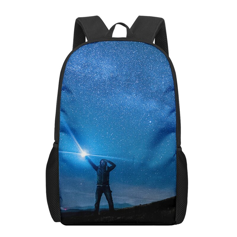 Gwiaździste niebo nocny widok krajobraz torby szkolne dla chłopców dziewcząt 3D drukowane plecaki szkolne torba dla dzieci plecak przedszkolny mężczyzn dziecko Bo