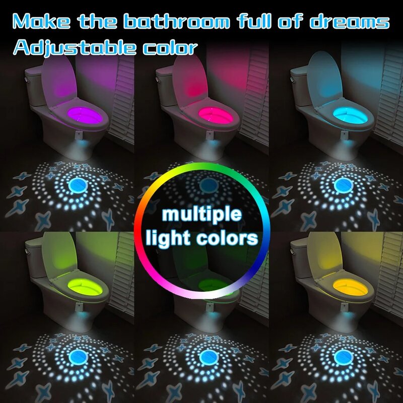 Inteligente recarregável impermeável LED Night Lights, Motion Sensor Lamp, Backlight para WC Bowl, banheiro, WC, 108 cores