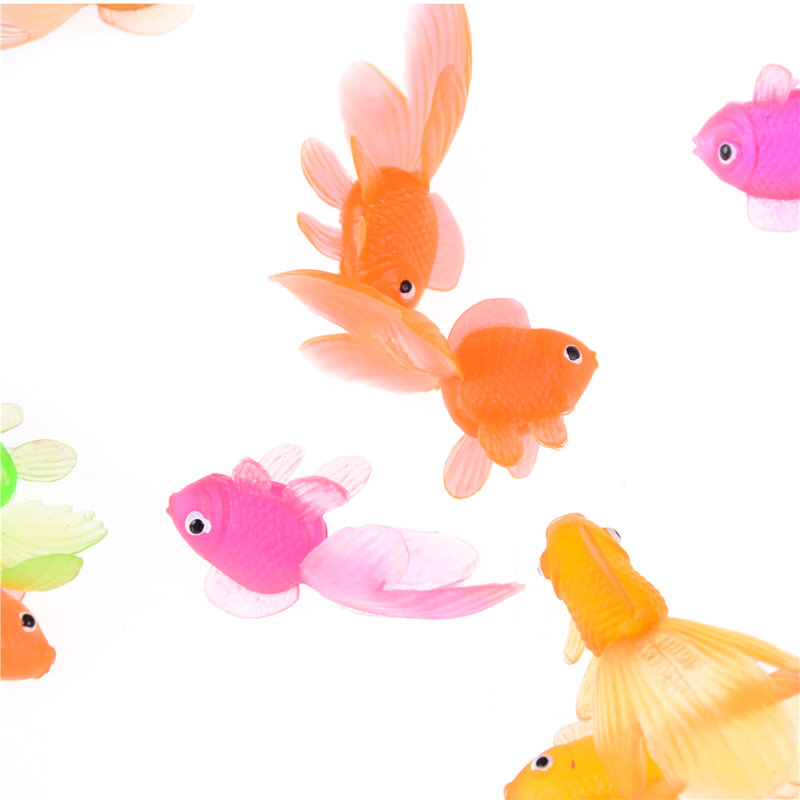 Lot de 20 petits poissons rouges en caoutchouc souple, 4cm, jouet pour enfants, Simulation plastique, couleur aléatoire