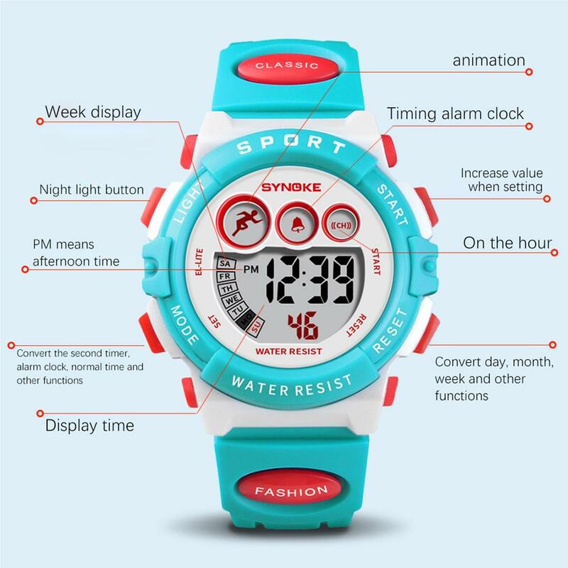 Kinder Armbanduhr Jungen digitale Student führte Outdoor Indoor Timing Tool multifunktion ale einstellbare elektronische Einfachheit Uhren