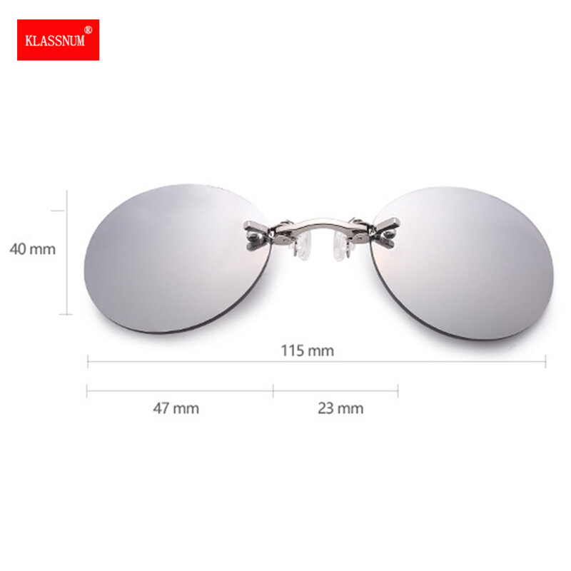 Kacamata Clip On Hidung Kacamata Hitam Matrix Morpheus Tanpa Bingkai Bulat Kacamata Berkendara Clip-On Kacamata Vintage Pria UV400