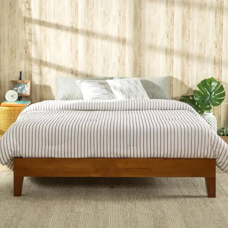 Двухспальная рама, роскошная деревянная платформа для кровати, двухспальная рама для кровати