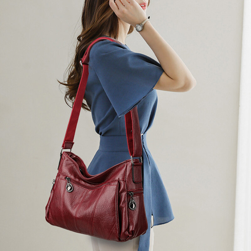 Bolsas de ombro crossbody femininas, bolsa de couro macio, marca de luxo, bolsas e bolsas de alta qualidade, moda casual
