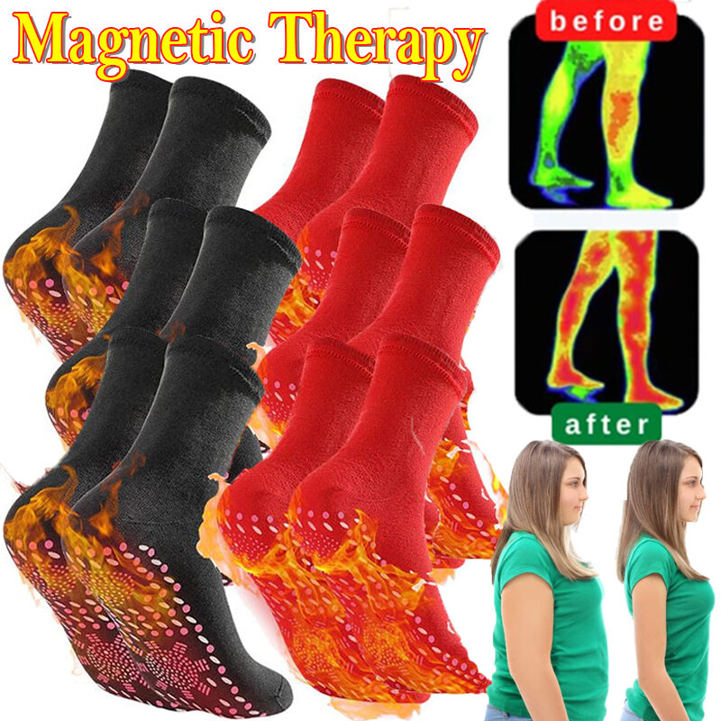 Calcetines térmicos de terapia magnética para hombre y mujer, medias de masaje para el cuidado de la salud, antifrío, autocalentamiento, 2 pares