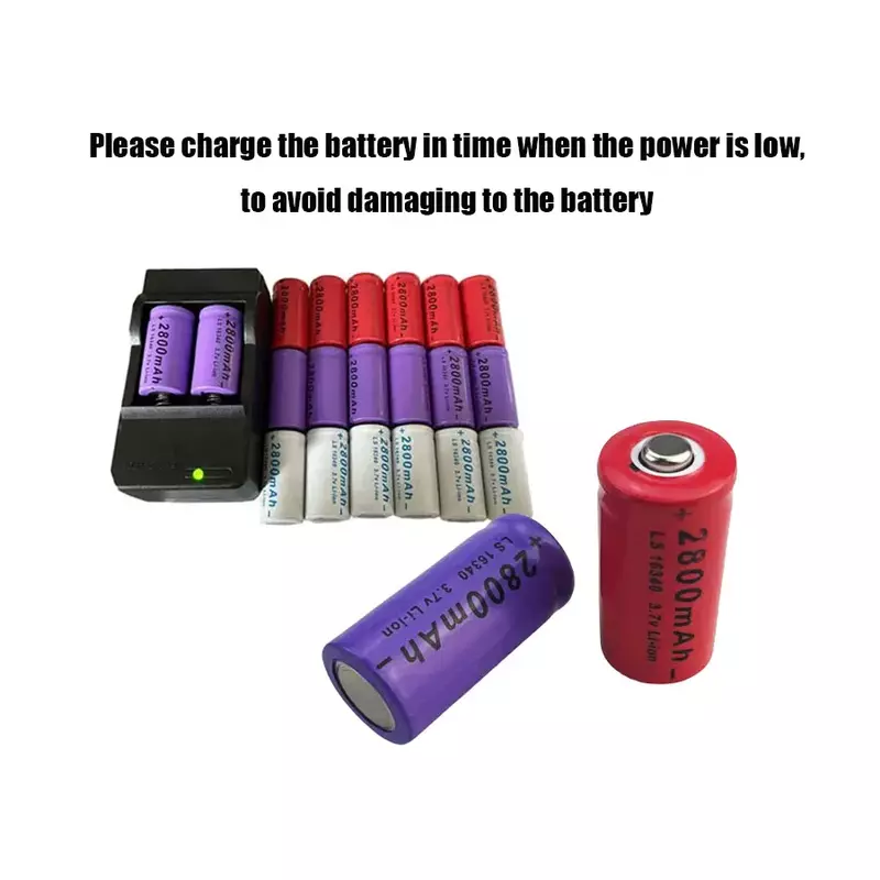 Batterie lithium-ion aste, CR123A, RCR 2024, ICR 123, batterie 16340 V, 3.7 mAh, chargeur L70 Plus, nouveau, 2800
