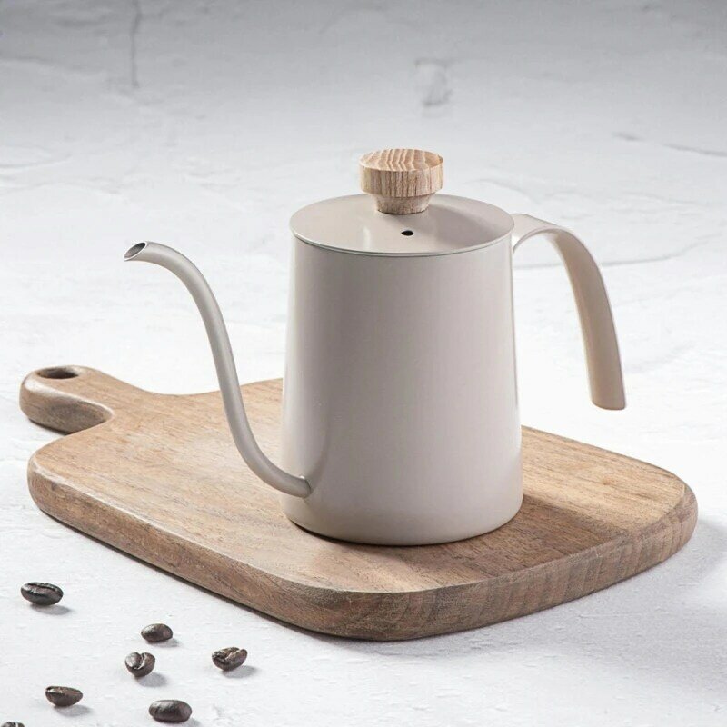 กาต้มน้ำคอห่านสแตนเลสสำหรับรินกาแฟชาหยดพวยกาแคบยาวสำหรับใช้ในครัวเรือนตั้งแคมป์