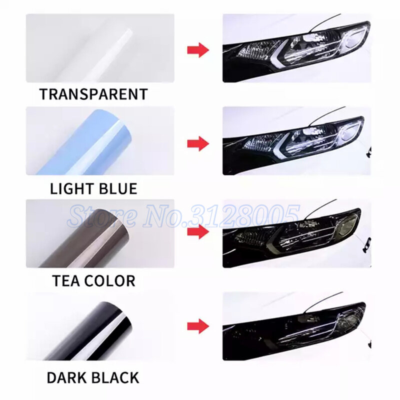Car Headlight & Taillight & Fog Light Lamp Tint Film Smoke Black TPH PU PPF Protective Film For Car Styling Motorcycle Decorate