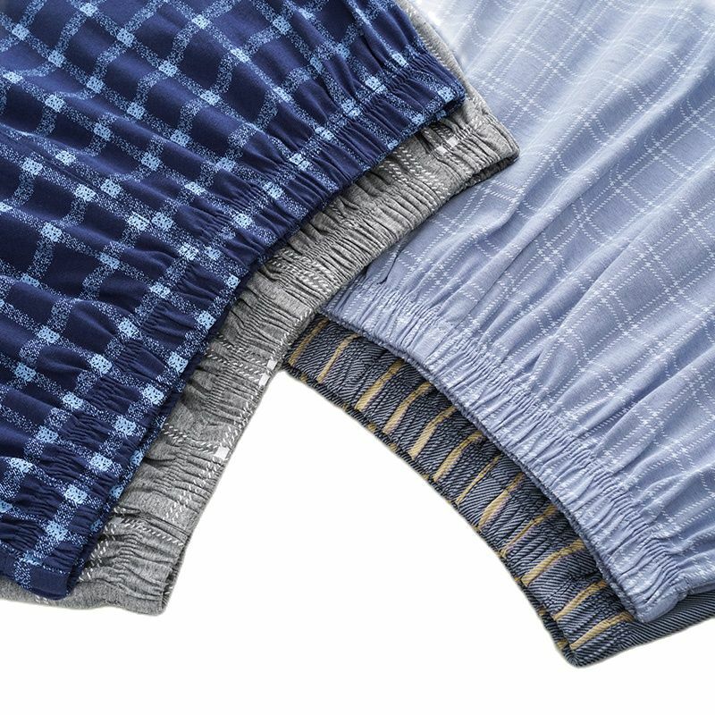 Calças curtas de algodão dos homens 4XL-7XL Imprimir Sleep Pants Mens Pijama Calças Bottoms Pijama Pijama Para Homens Solto Pijama Hombre