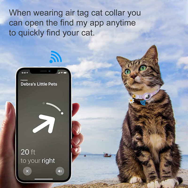 Kalung AirTag Kucing Pelacak Pencari Lokasi Yang Cocok dengan Apple Kalung Kucing Artefak Antihilang Gantungan Kunci Airtag