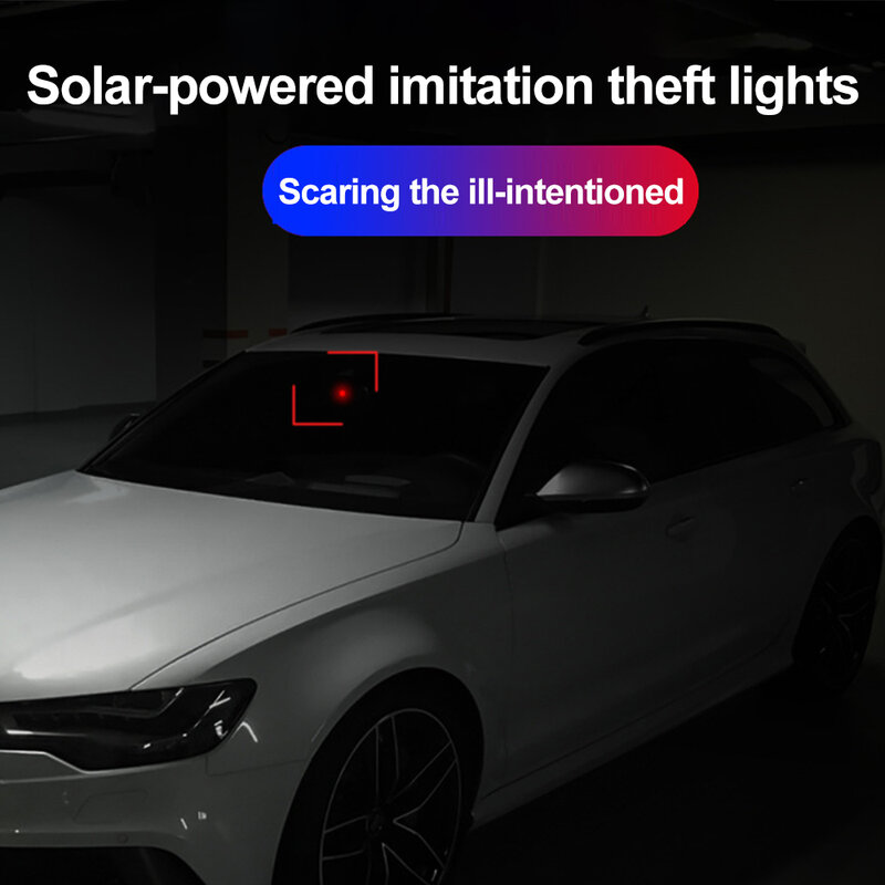 Symulacja słoneczna lampka ostrzegawcza antykradzieżowa uniwersalny samochód samochodowy fałszywy LED imitacja lampa ostrzegawcza migającego zasilanego energią słoneczną