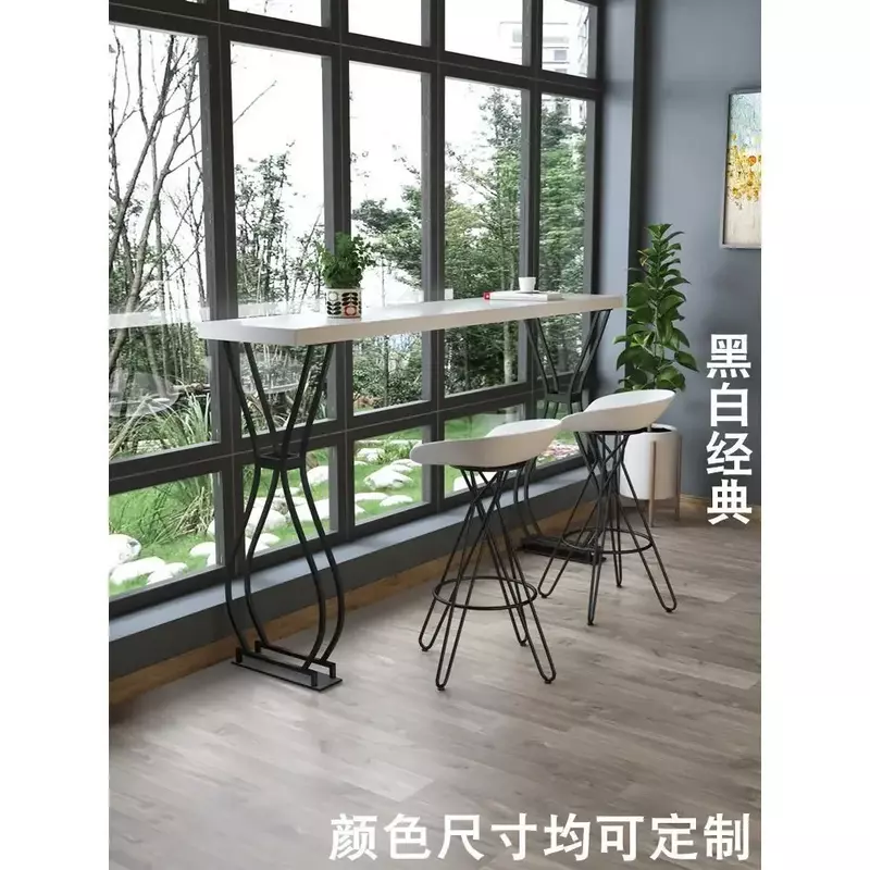 Luxury Solid Wood Home Milk Shop Wall Long High Wrought Iron and Combination