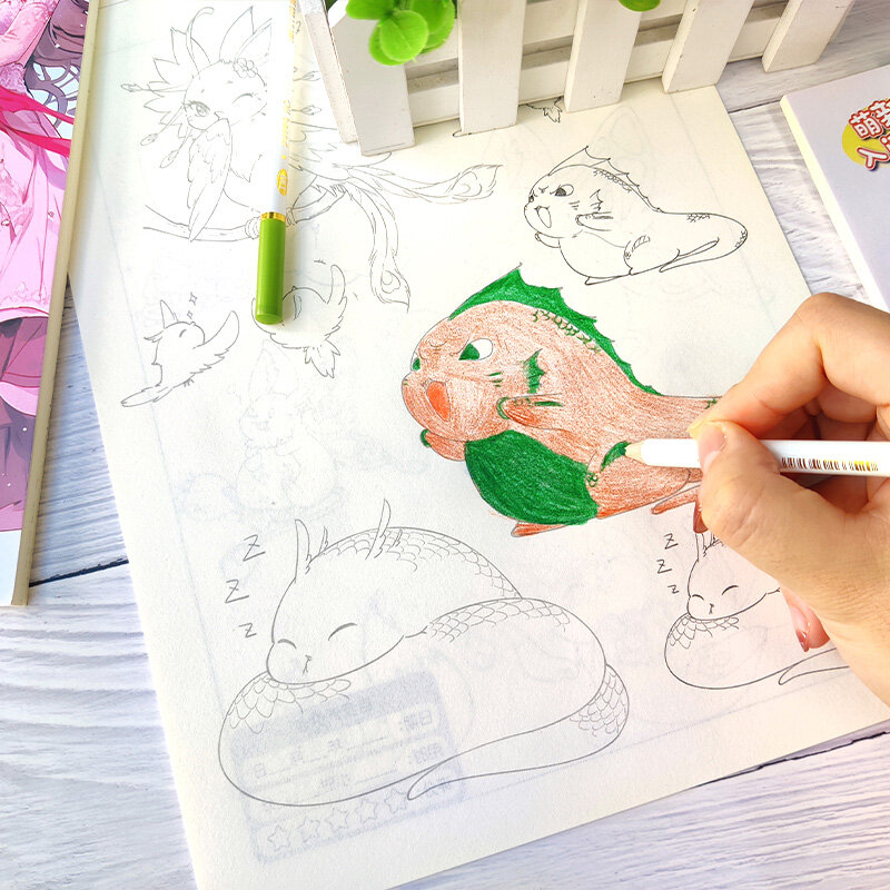 Quadrinhos Especial Coloring Book, Cartoon Character Anime Pintura Técnica Workbook, Copiar Prática Linha Projecto Livro, Q Version