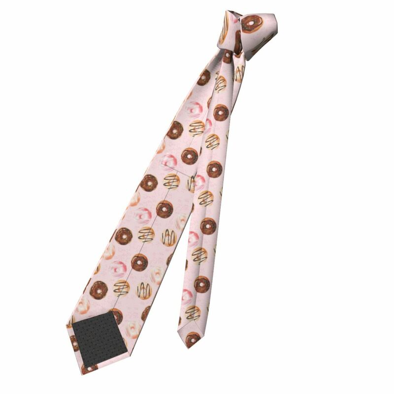 Pink Doughnuts Neckties Men Fashion Polyester 8 cm Wide Cute Neck Tie for Mens Suits Accessories Gravatas Cosplay Props