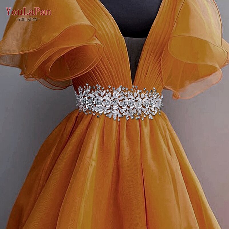 YouLaPan SH349 eleganckie suknie ślubne pas stopu kwiat kryształowe pasy dla panny młodej kobiety pas Jewel akcesoria ślubne skrzydła