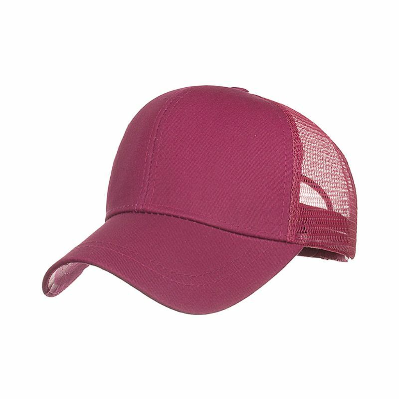 B36F Women's Ponytail Baseball Solid Color Breathable Sunshade Hat After Opening