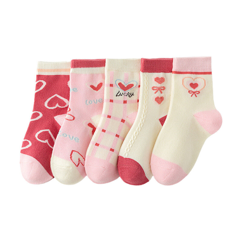 5Pairs/lot Children Socks for Kids Cute Girls Cotton Cute Outdoor Travel Sports Socks Causual Sports Clothes Accessories