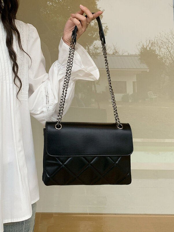 CGCBAG-حقيبة كتف مربعة بسيطة للنساء ، جلد صناعي ، حقيبة حمل صغيرة ، حقائب يد نسائية ، علامة تجارية فاخرة ، أزياء عالية الجودة
