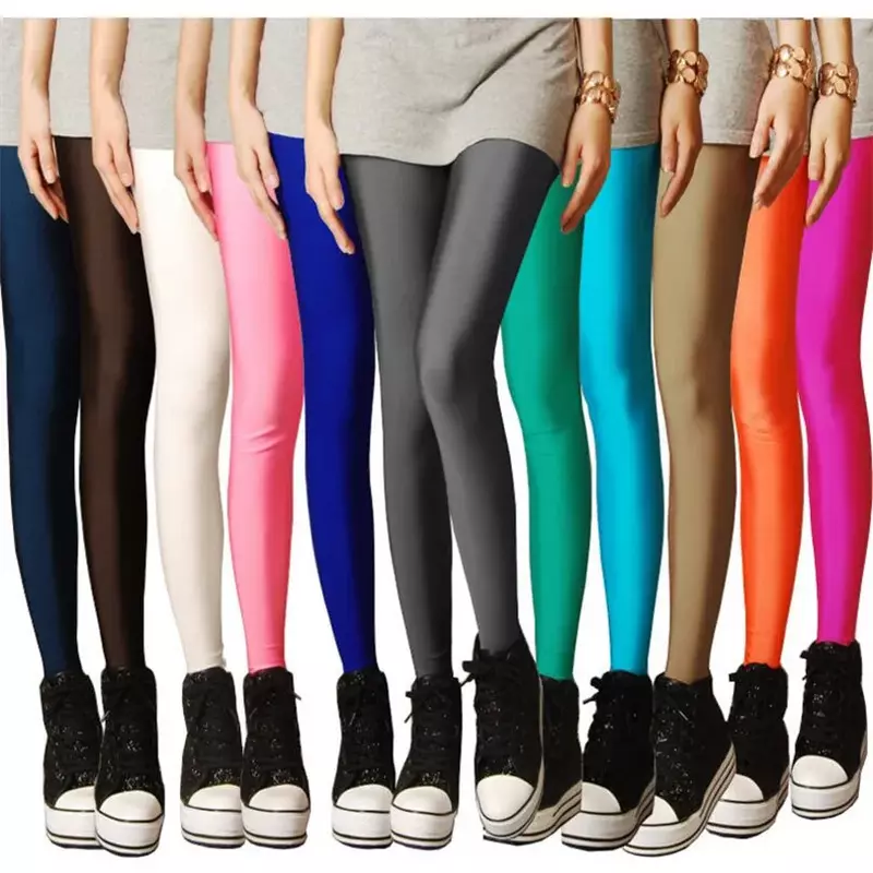2022 New Spring Autume Solid Candy Neon Leggings per le donne pantaloni Legging Sexy femminili allungati alti ragazza abbigliamento Leggins
