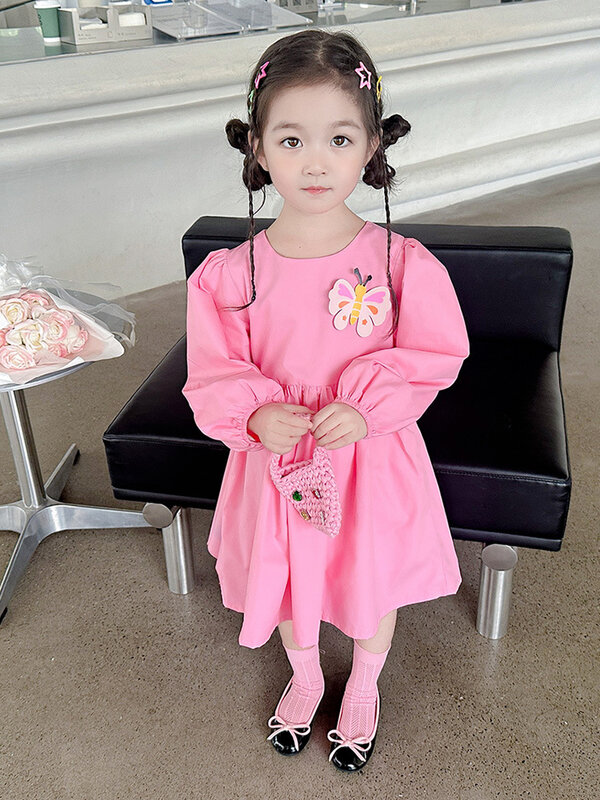 Vestido de manga larga para niñas pequeñas, ropa informal holgada con ala de mariposa, disfraz de princesa, primavera y verano, novedad de 2024