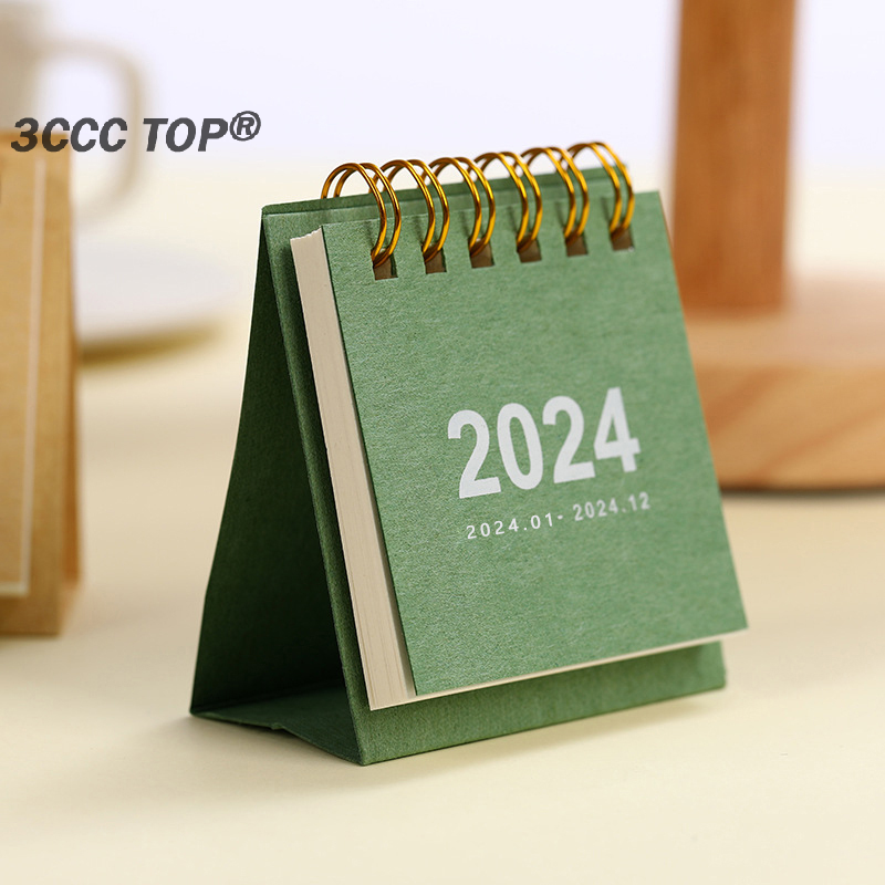 Kalender meja Mini 2024, kalender kertas Desktop meja kreatif jadwal harian untuk dekorasi meja sekolah kantor 1 buah