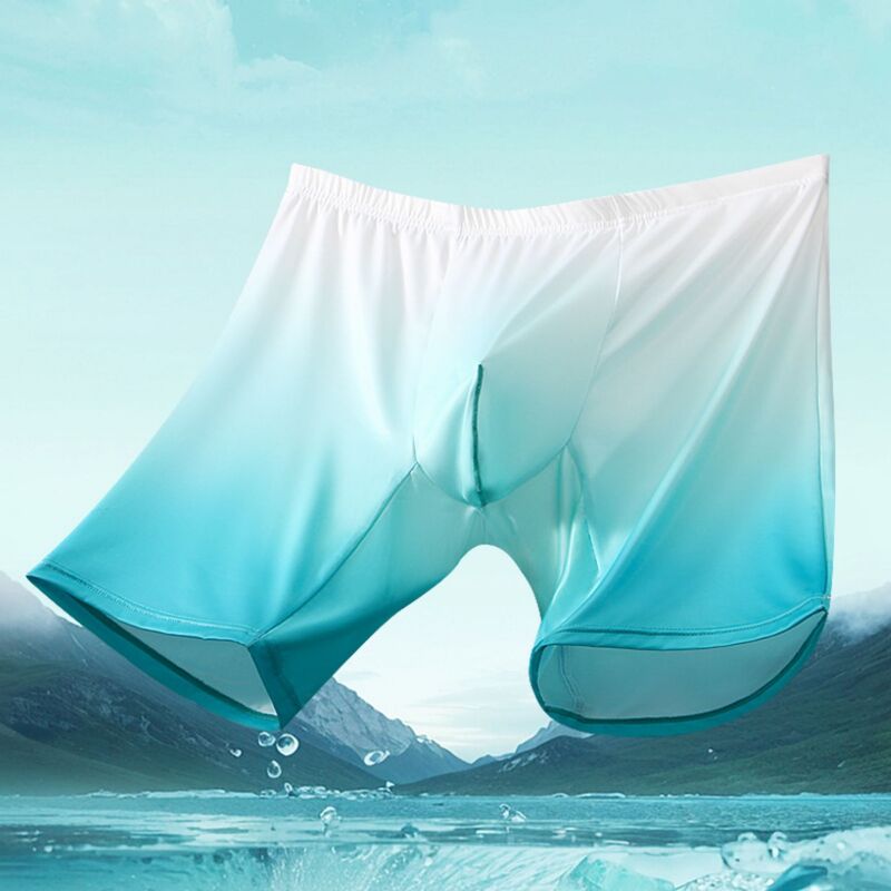 Men'S Underwear Gradient Color Boxer Shorts Mid Waist U Raised Design Anti Wear Flat Corner Casual Sports Boxer Pants