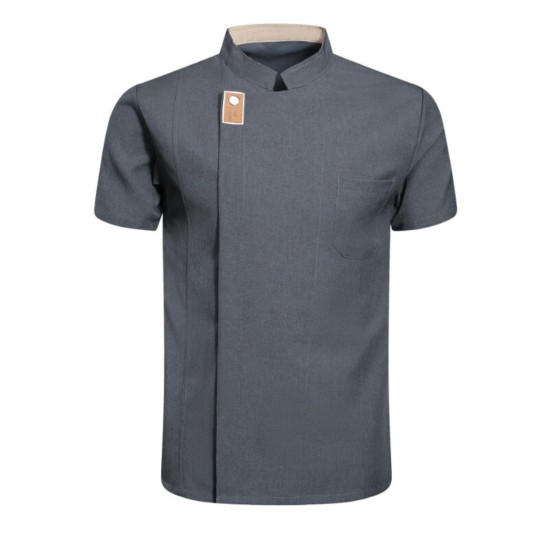 Jaqueta Chef manga curta para homens e mulheres, camisa de cozinheiro, parte superior do restaurante, uniforme de garçom, novo, 2020, 2024
