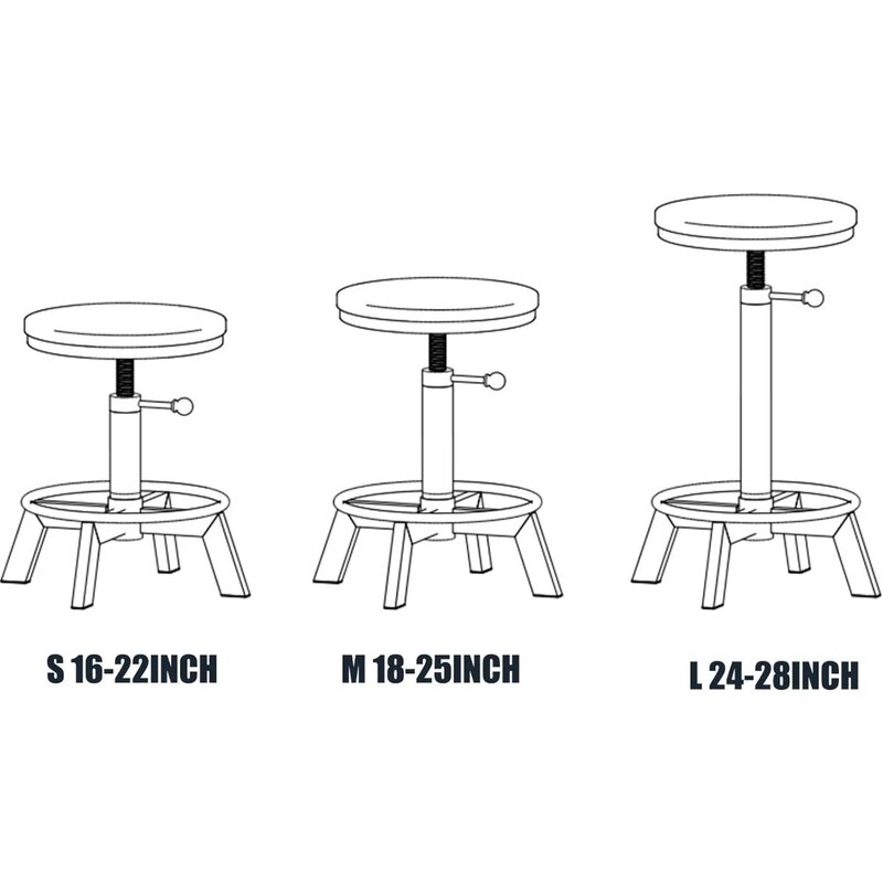 Vintage Kitchen Island Bench Rotating Pu Seat Additional Sitting Position Counter Height Adjustable 17-24 inches 2-piece Set