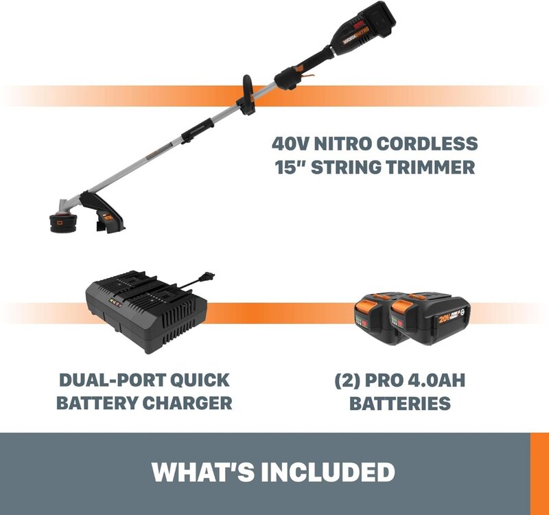WORX-Power Share Pro acessório-Capable Driveshare Cordless String Trimmer, apenas ferramenta elétrica, Nitro, WGRotor, 15"