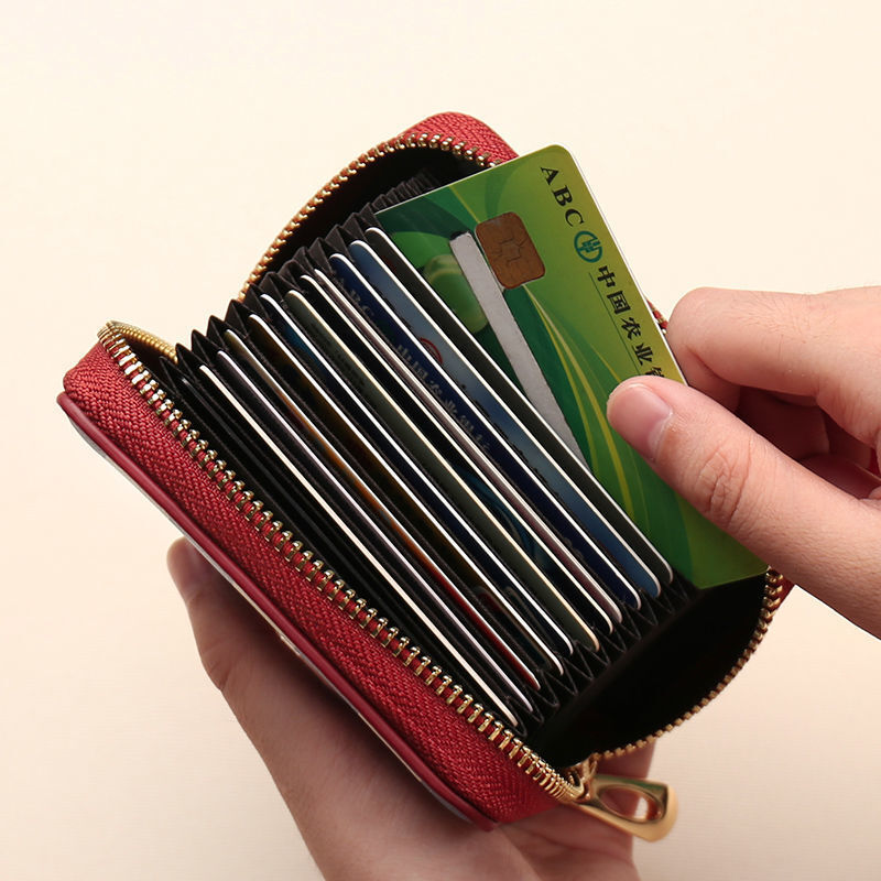 Carteira multi-cartão anti-desengaussante para mulheres, porta-moedas bonito, grande capacidade, titular do cartão de crédito, moda