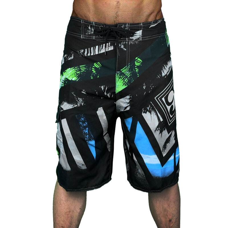 Men's Casual Knee Board Shorts Stylish Striped Patchwork Print Trunks Summer Beach Vacation Casual Swimming Shorts Sportswear