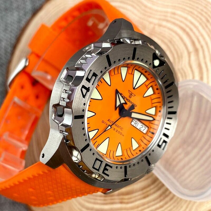 Мужские автоматические часы 20ATM для дайвинга 42 мм Orange Monster NH36A с сапфировым стеклом