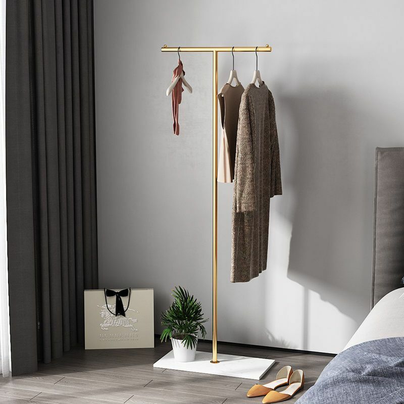 Light luxury clothes rack, clothes rack, floor to ceiling bedroom, marble hanging clothes rack, simple living room, household
