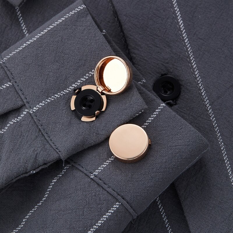 1 par de abotoaduras redondas de bronze, protetor de punho para camisas sociais masculinas para casamento, capas de botões formais de imitação