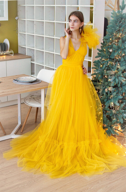 Gaun Prom putri Jessica gaun malam bunga 3D gaun pesta pernikahan wanita elegan untuk acara Formal Tulle