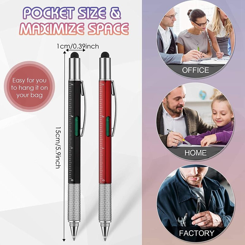 36 Pieces 6-In-1 Multitool Ballpoint Pens Gift Tool Pen Personalized Pen Tool Gadget Pen Gift For Men On Fathers Day