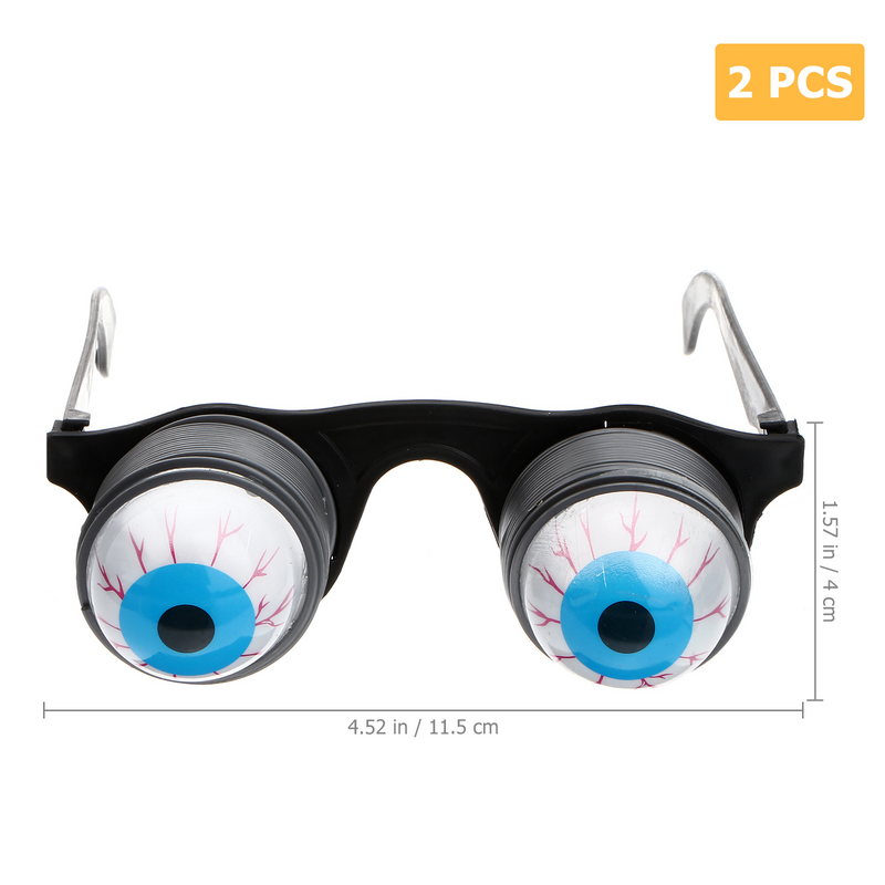 2 pezzi divertenti travestimenti occhiali da vista per gli occhi Spring Out Goo Goo Eyes occhiali da vista per la festa in Costume di Halloween (bulbi oculari casuali)