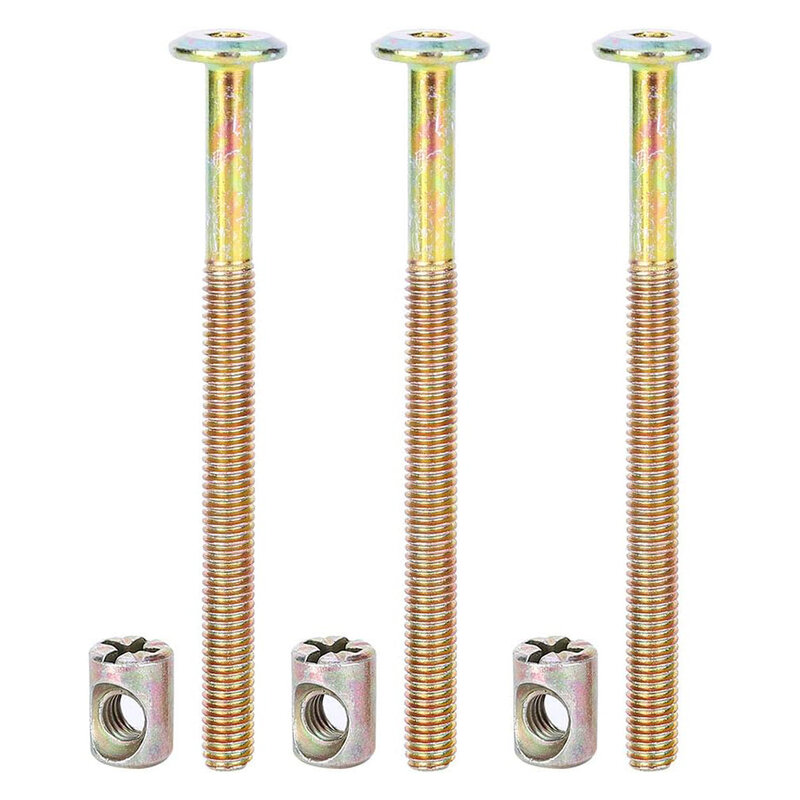 10 piece set of M6 X 100mm cylindrical bolts and nuts, bed, chair, and crib cross pin kit spare connector parts (100mm)