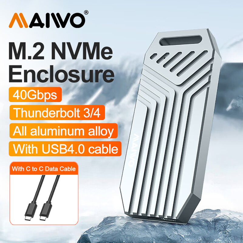 MAIWO-Gabinete SSD NVMe M.2, Alumínio M2, Estojo Externo, Compatível com Thunderbolt de 8TB, 4, 3, Tipo-C, USB4, 40Gbps