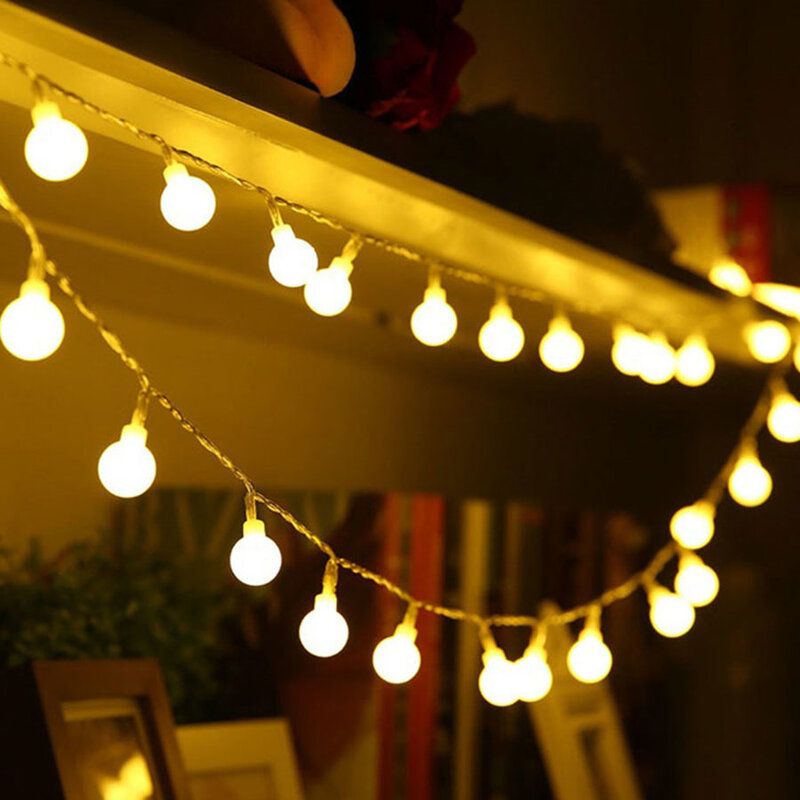 Lampu untaian karangan bunga Natal LED, 20/40/80 LED bertenaga baterai bola dunia lampu peri untuk pohon Natal pesta pernikahan dekorasi Tahun Baru