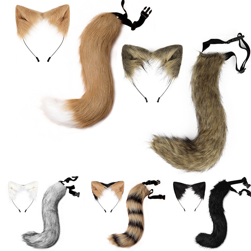 Fox Ears Hair Band, Halloween Party, Simulação Ajustável, Fox Tail, Plush Cosplay, Exposição de Anime, Acessórios de Decoração de Vestir