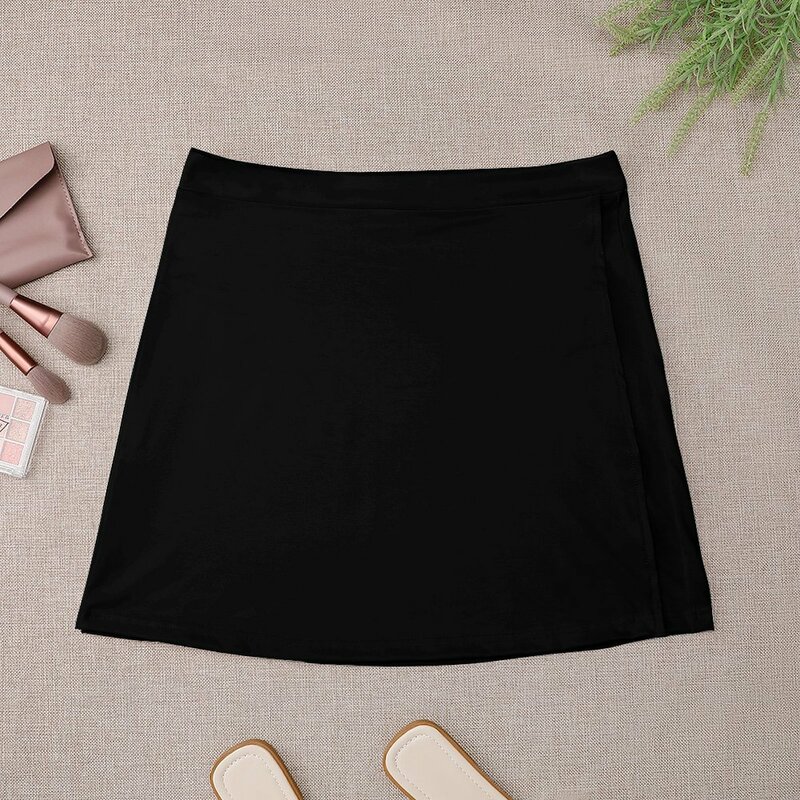 Minifalda de verano para mujer, color negro liso, decoración de acento