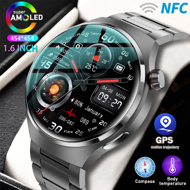 For HUAWEI GT4 Pro GPS NFC Smart Watch Men 360*360 AMOLED Screen Heart rate Bluetooth Call IP68 Waterproof Man Smartwatch 2024