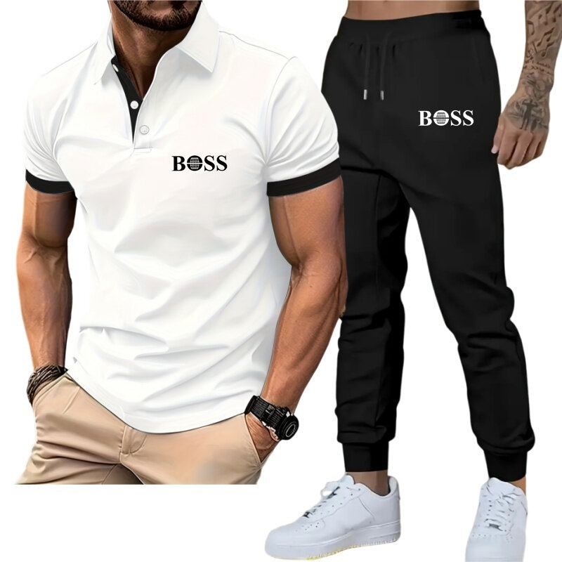 Casualowe męskie garnitury POLO Koszulki polo z krótkim rękawem i guzikami Męskie dwuczęściowe zestawy Streetwear 2024 Letnie stroje modowe