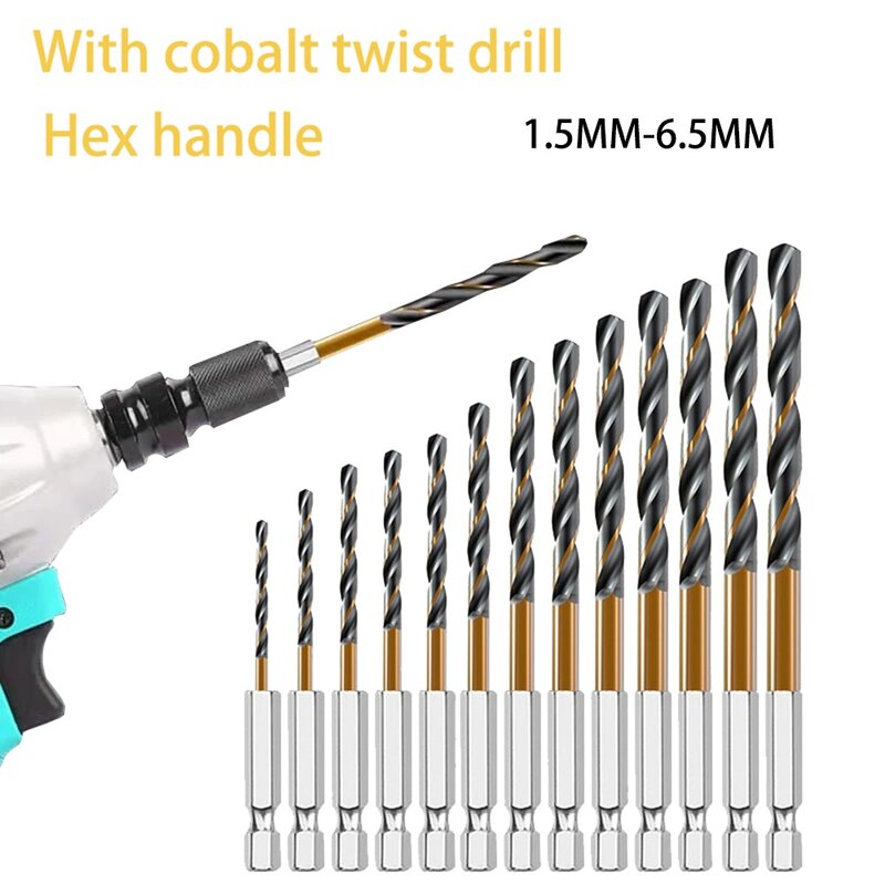 60-120mm HSS Drill Bit Titanium Coated 1/4 Hex Shank For Cordless Screwdrivers Standard Drill Chuck For Wood Plastic Drilling