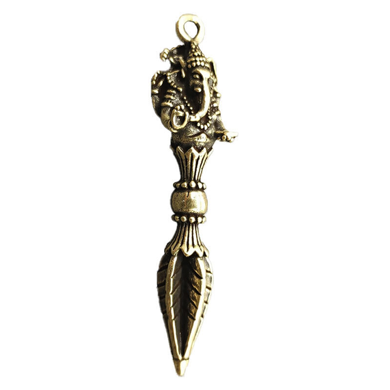 Pure Copper Elephant God of Wealth Vajry Pestle Pendant for Keychain Necklace