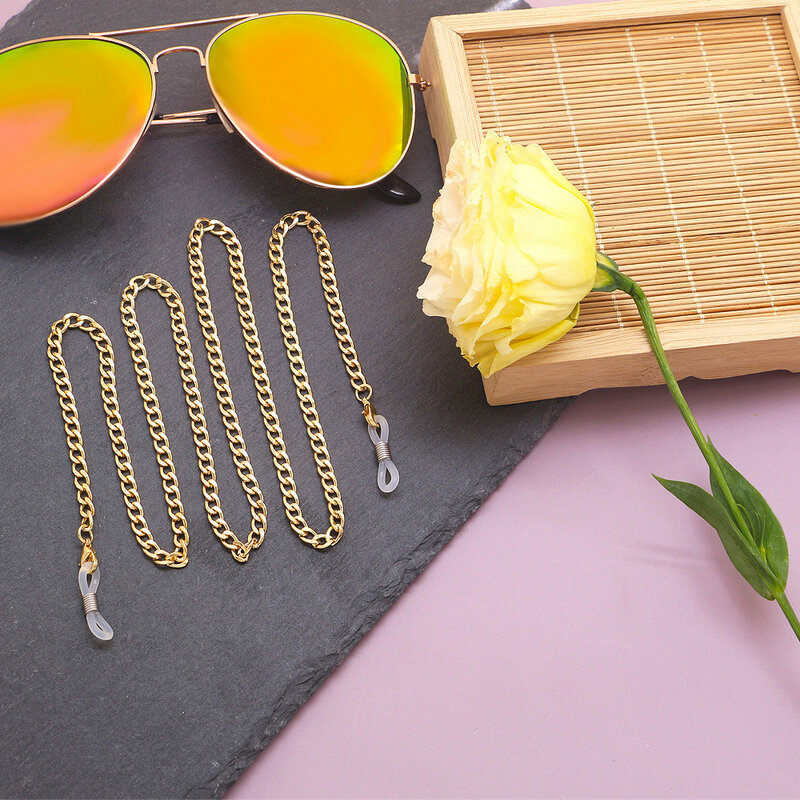 Moda semplice catena a maglie per occhiali maschera cordino donna uomo acciaio inossidabile colore oro occhiali da sole catena occhiali cordino regalo