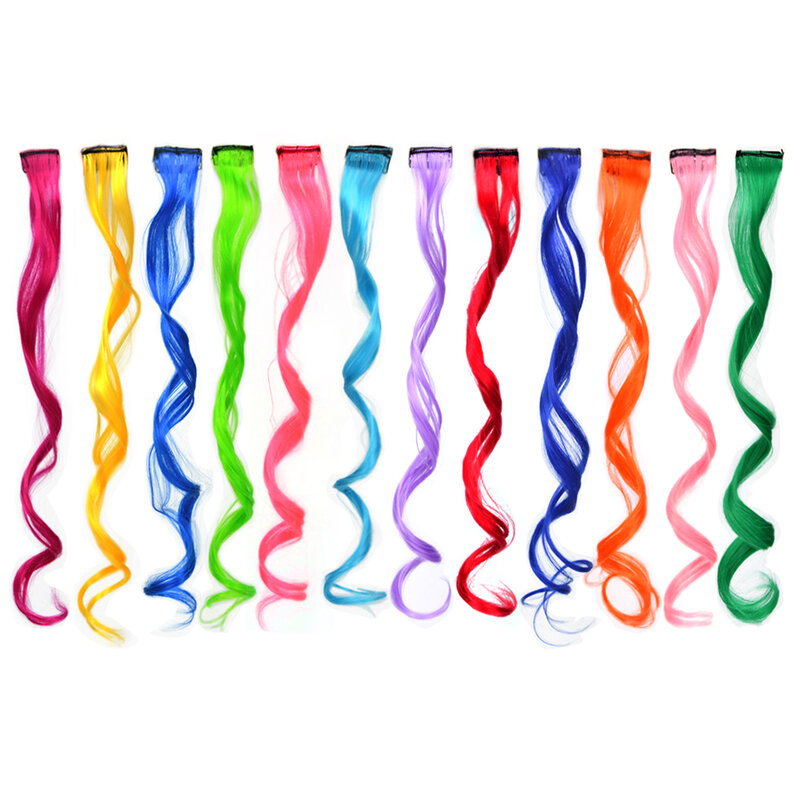 1 Pc Gekleurde Hair Extensions Clip In Hair Extensions Krullend Golvende Synthetische Haarstukken Voor Vrouwen Meisjes Vlechten