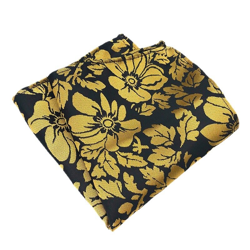 25*25cm New Man's Floral Leaf Polyester Pocket Square Woman's Wedding Casual Business Party Handkerchief